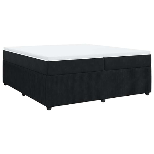 vidaXL Κρεβάτι Boxspring με Στρώμα Μαύρο 200x200 εκ. Βελούδινο