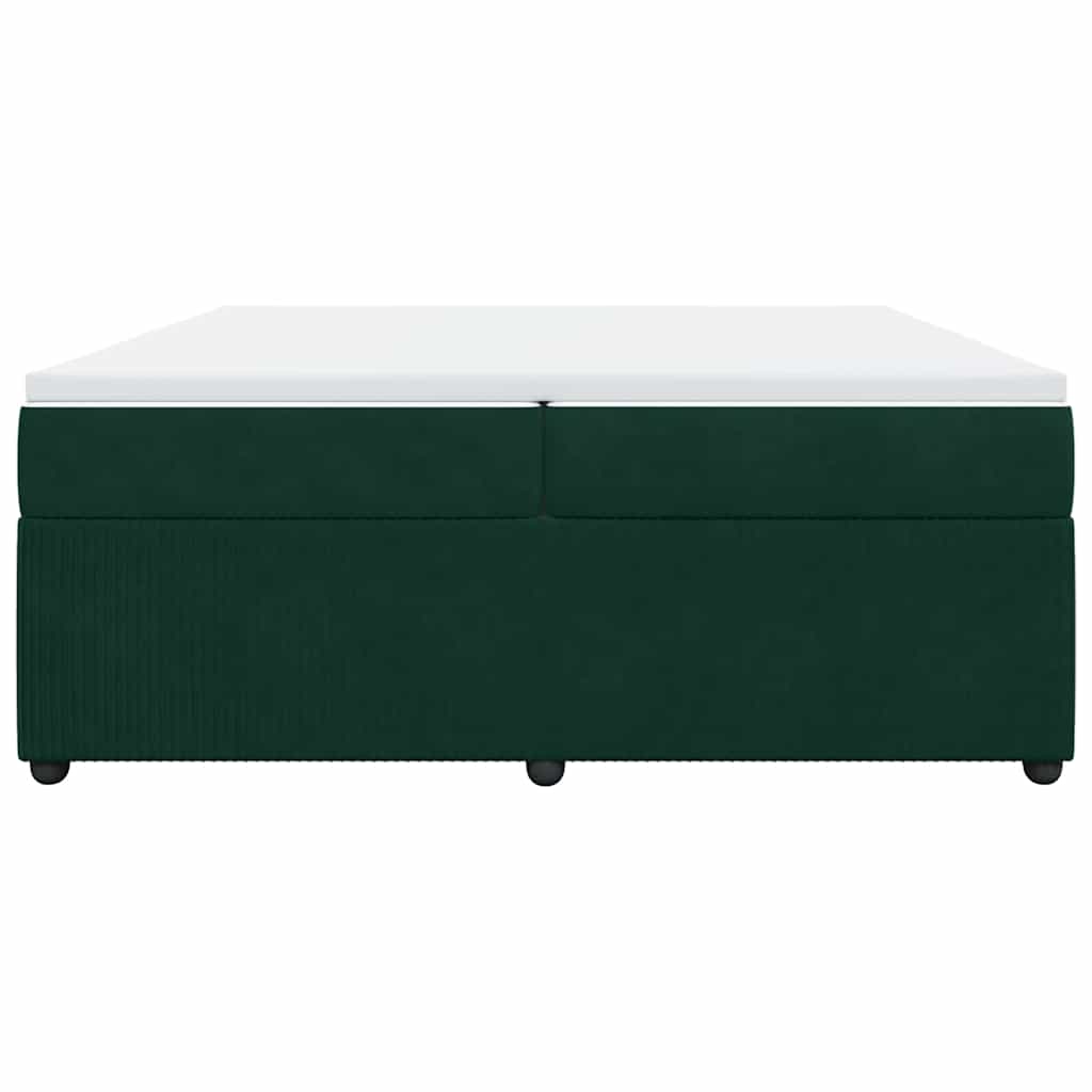 vidaXL Κρεβάτι Boxspring με Στρώμα Σκούρο Πράσινο 200x200εκ. Βελούδινο