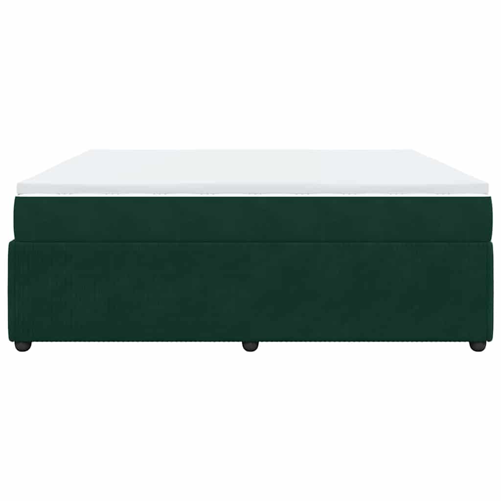 vidaXL Κρεβάτι Boxspring με Στρώμα Σκούρο Πράσινο 200x200εκ. Βελούδινο