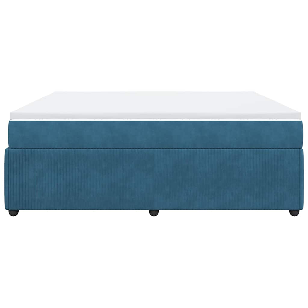 vidaXL Κρεβάτι Boxspring με Στρώμα Σκούρο Μπλε 200x200 εκ. Βελούδινο