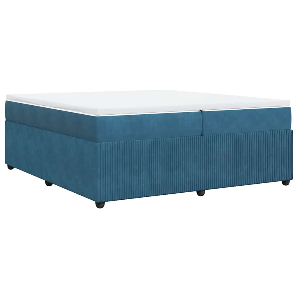 vidaXL Κρεβάτι Boxspring με Στρώμα Σκούρο Μπλε 200x200 εκ. Βελούδινο