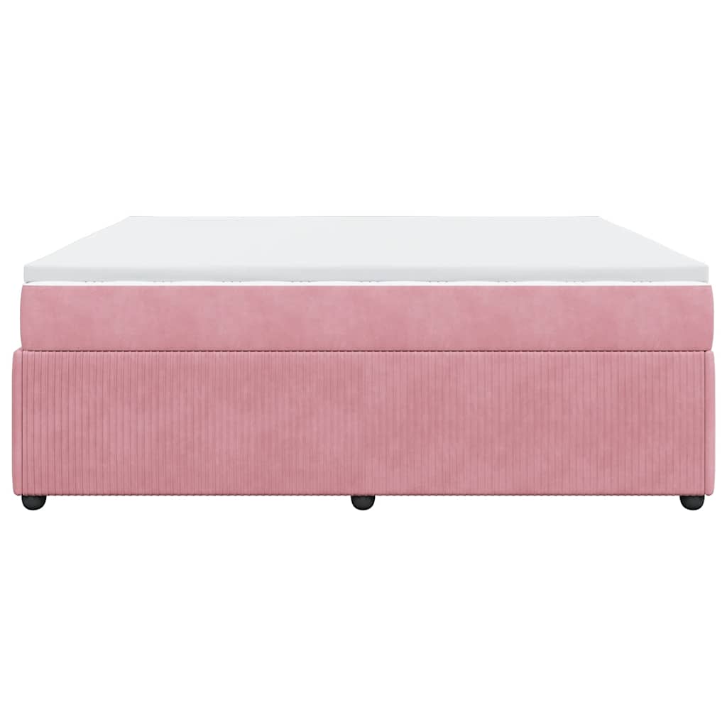 vidaXL Κρεβάτι Boxspring με Στρώμα Ροζ 200x200 εκ. Βελούδινο