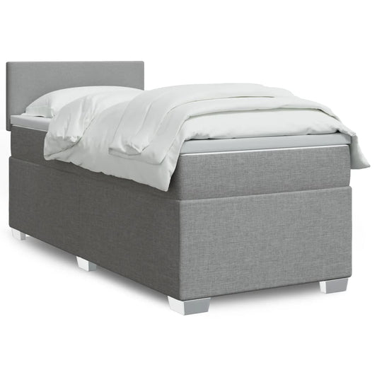 vidaXL Κρεβάτι Boxspring με Στρώμα Ανοιχτό Γκρι 80x200 εκ. Υφασμάτινο