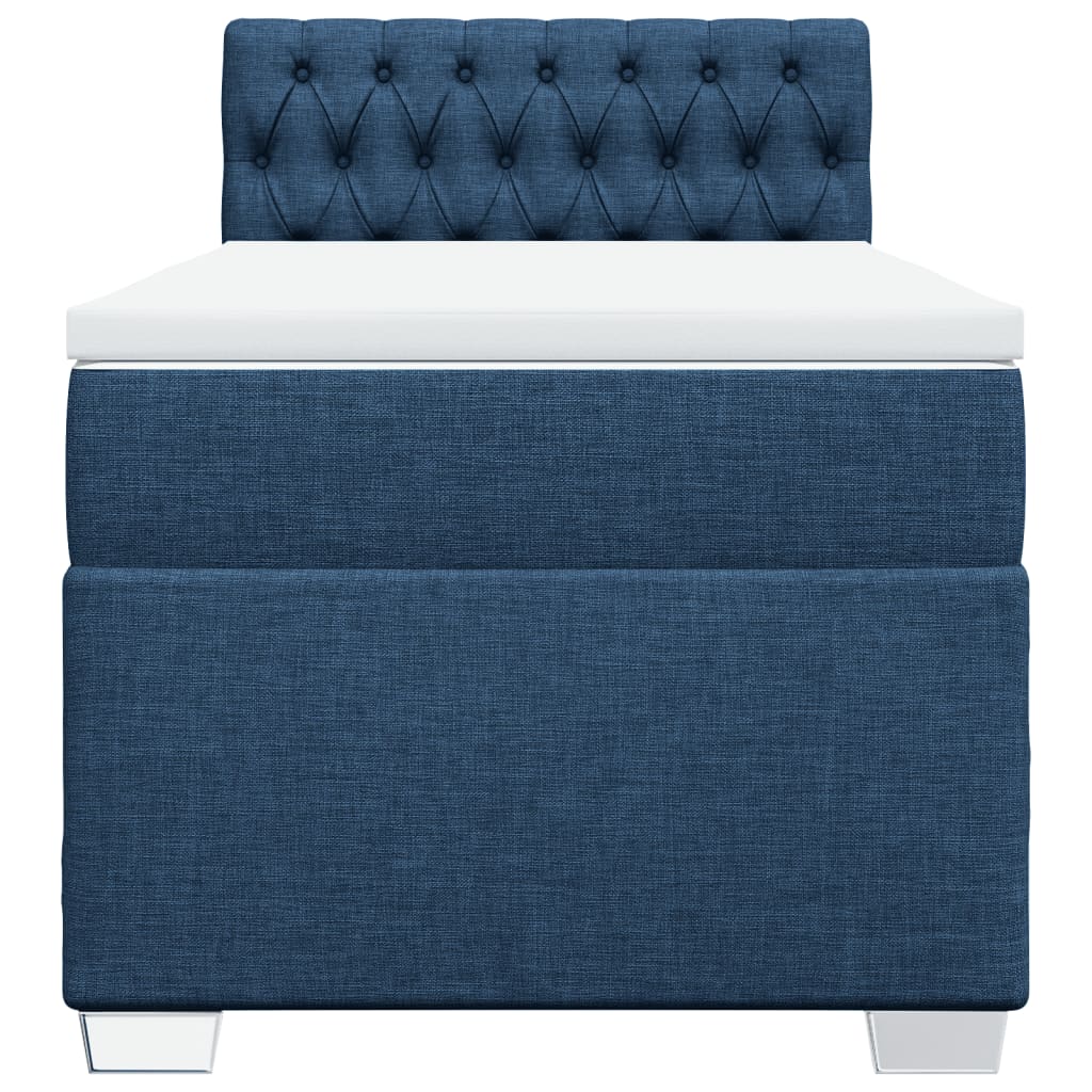 vidaXL Κρεβάτι Boxspring με Στρώμα Μπλε 80x200 εκ. Υφασμάτινο
