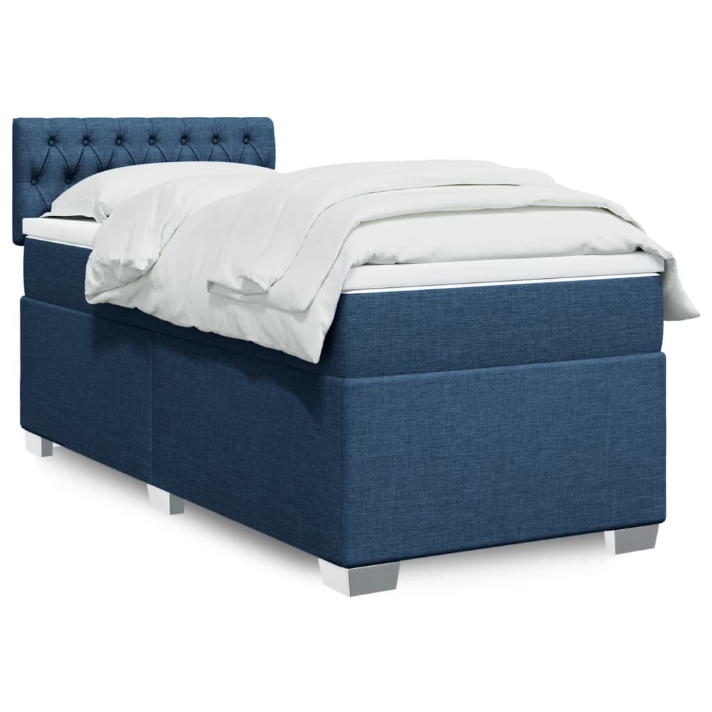 vidaXL Κρεβάτι Boxspring με Στρώμα Μπλε 80x200 εκ. Υφασμάτινο