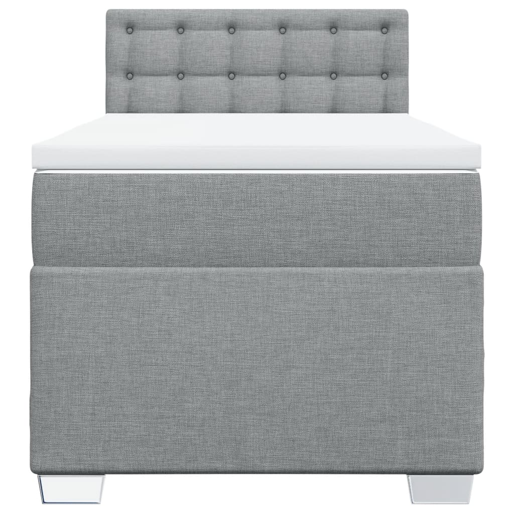 vidaXL Κρεβάτι Boxspring με Στρώμα Ανοιχτό Γκρι 80x200 εκ. Υφασμάτινο