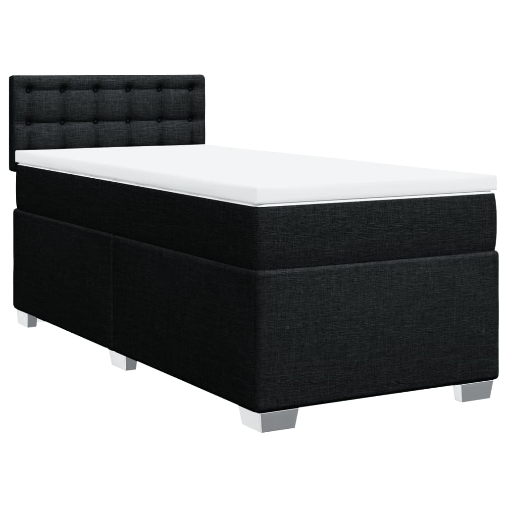 vidaXL Κρεβάτι Boxspring με Στρώμα Μαύρο 80 x 200 εκ. Υφασμάτινο