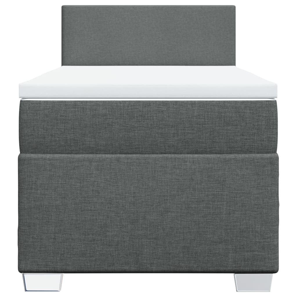 vidaXL Κρεβάτι Boxspring με Στρώμα Σκούρο Γκρι 90x190 εκ. Υφασμάτινο