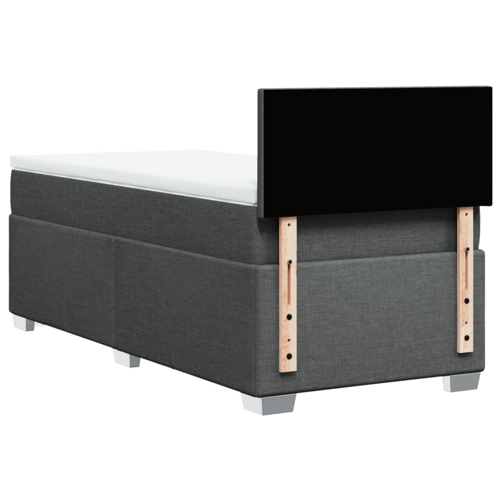 vidaXL Κρεβάτι Boxspring με Στρώμα Σκούρο Γκρι 90x190 εκ. Υφασμάτινο
