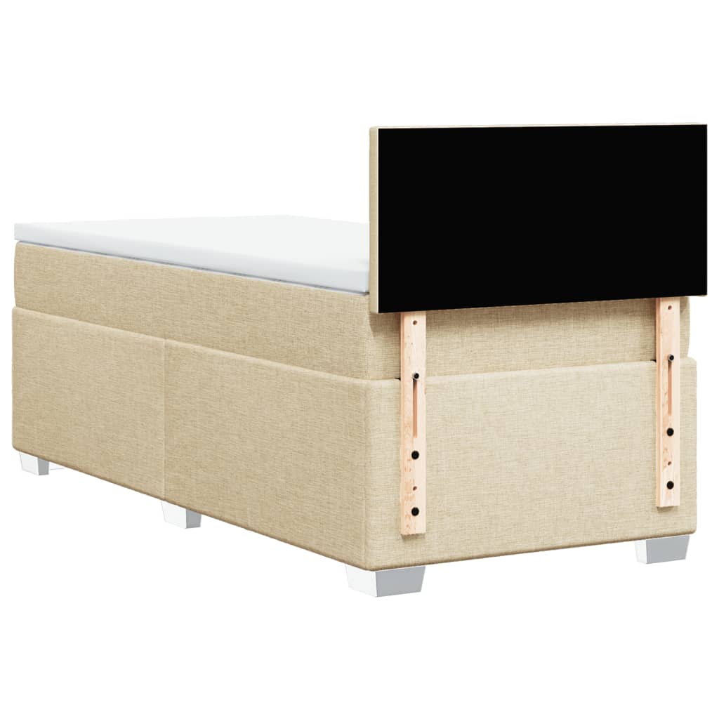 vidaXL Κρεβάτι Boxspring με Στρώμα Κρεμ 90x190 εκ.Υφασμάτινο