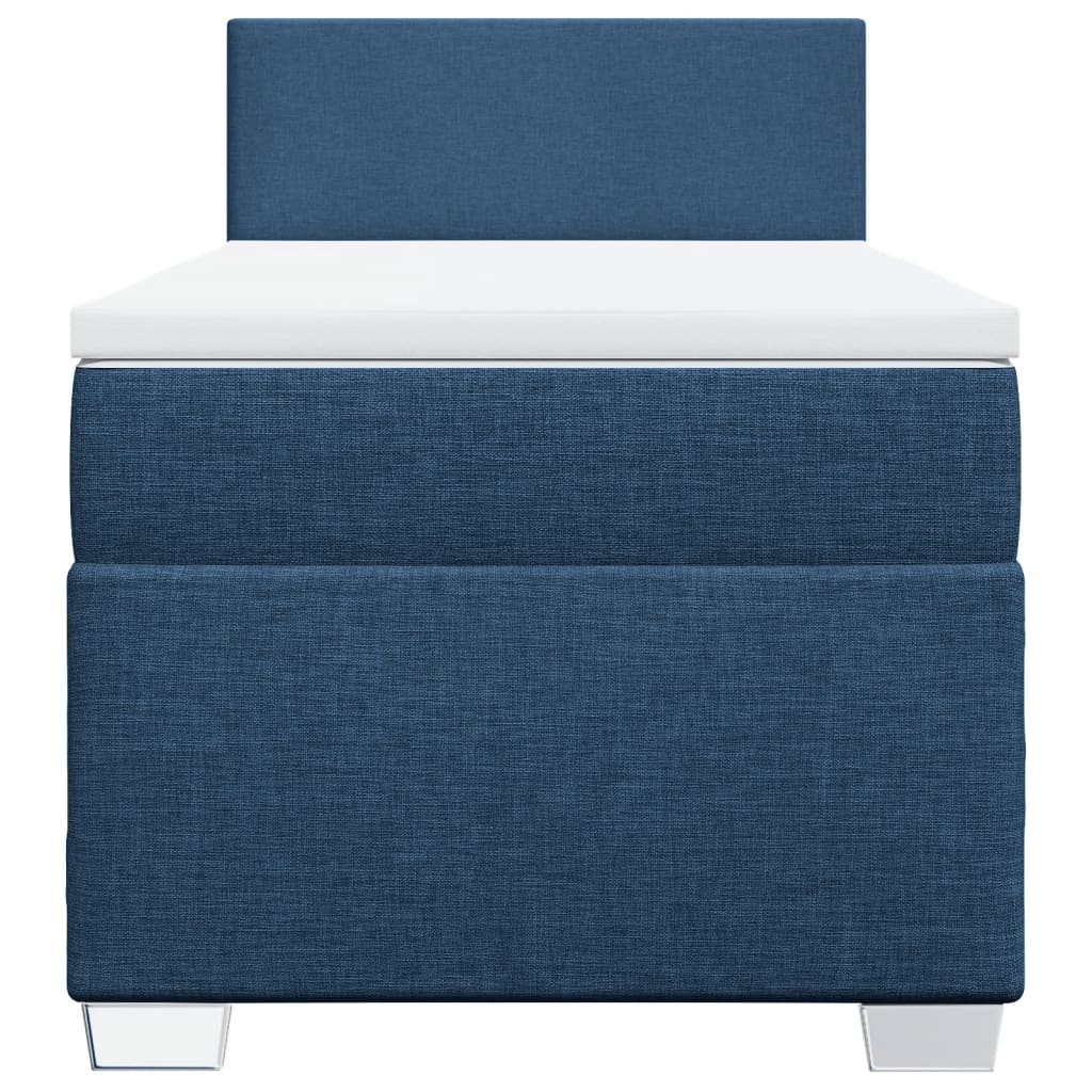 vidaXL Κρεβάτι Boxspring με Στρώμα Μπλε 90x190 εκ.Υφασμάτινο