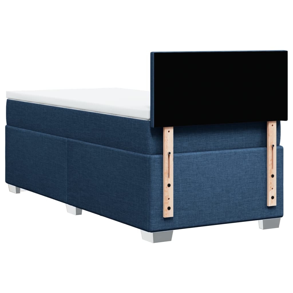 vidaXL Κρεβάτι Boxspring με Στρώμα Μπλε 90x190 εκ.Υφασμάτινο