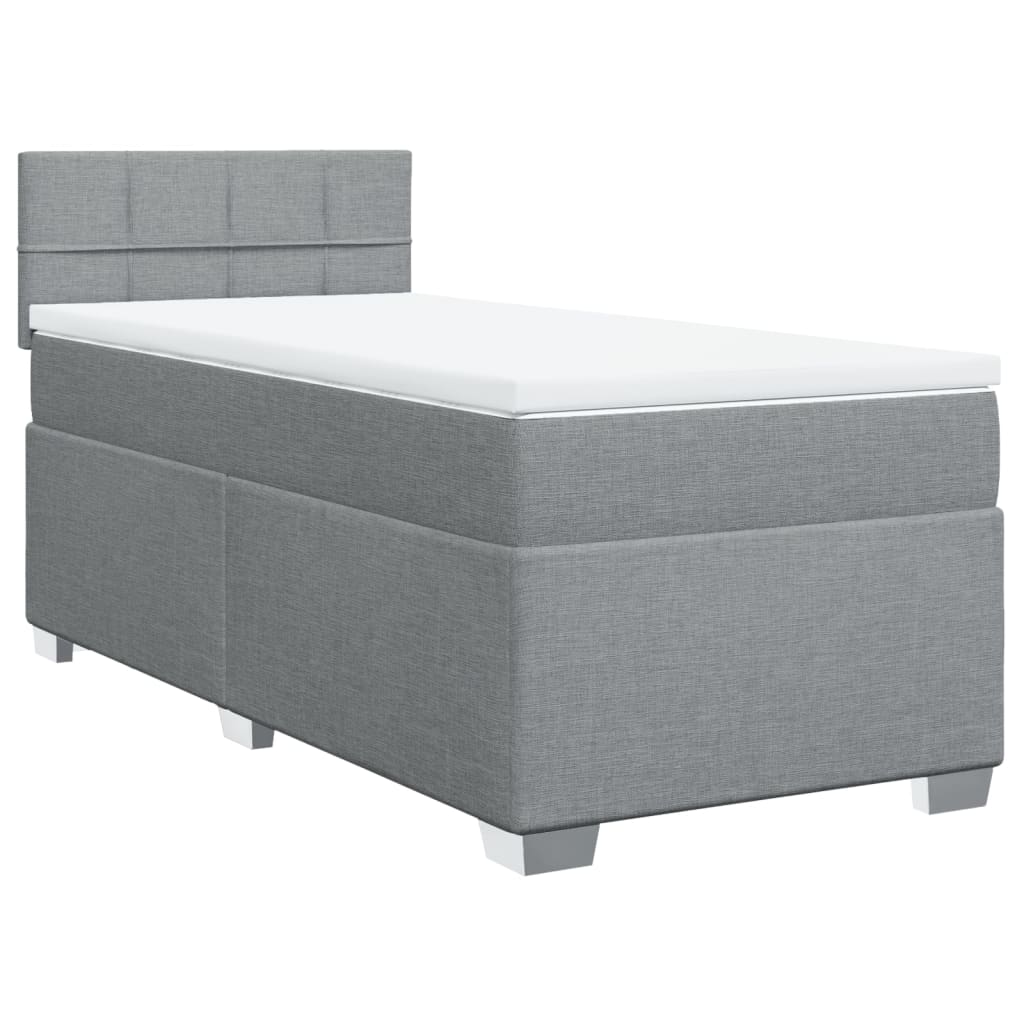 vidaXL Κρεβάτι Boxspring με Στρώμα Ανοιχτό Γκρι 90x190 εκ. Υφασμάτινο