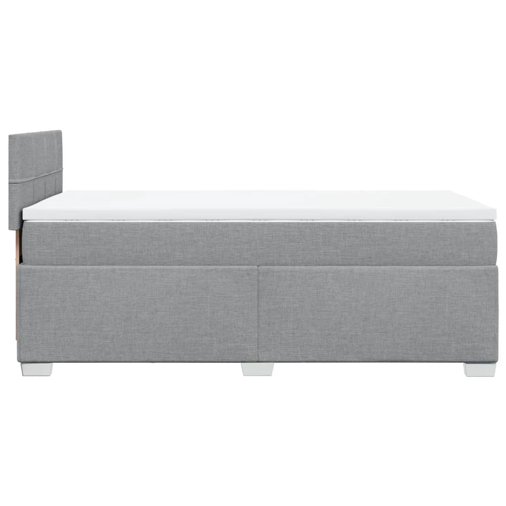 vidaXL Κρεβάτι Boxspring με Στρώμα Ανοιχτό Γκρι 90x190 εκ. Υφασμάτινο