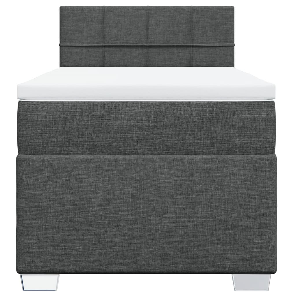 vidaXL Κρεβάτι Boxspring με Στρώμα Σκούρο Γκρι 90x190 εκ. Υφασμάτινο