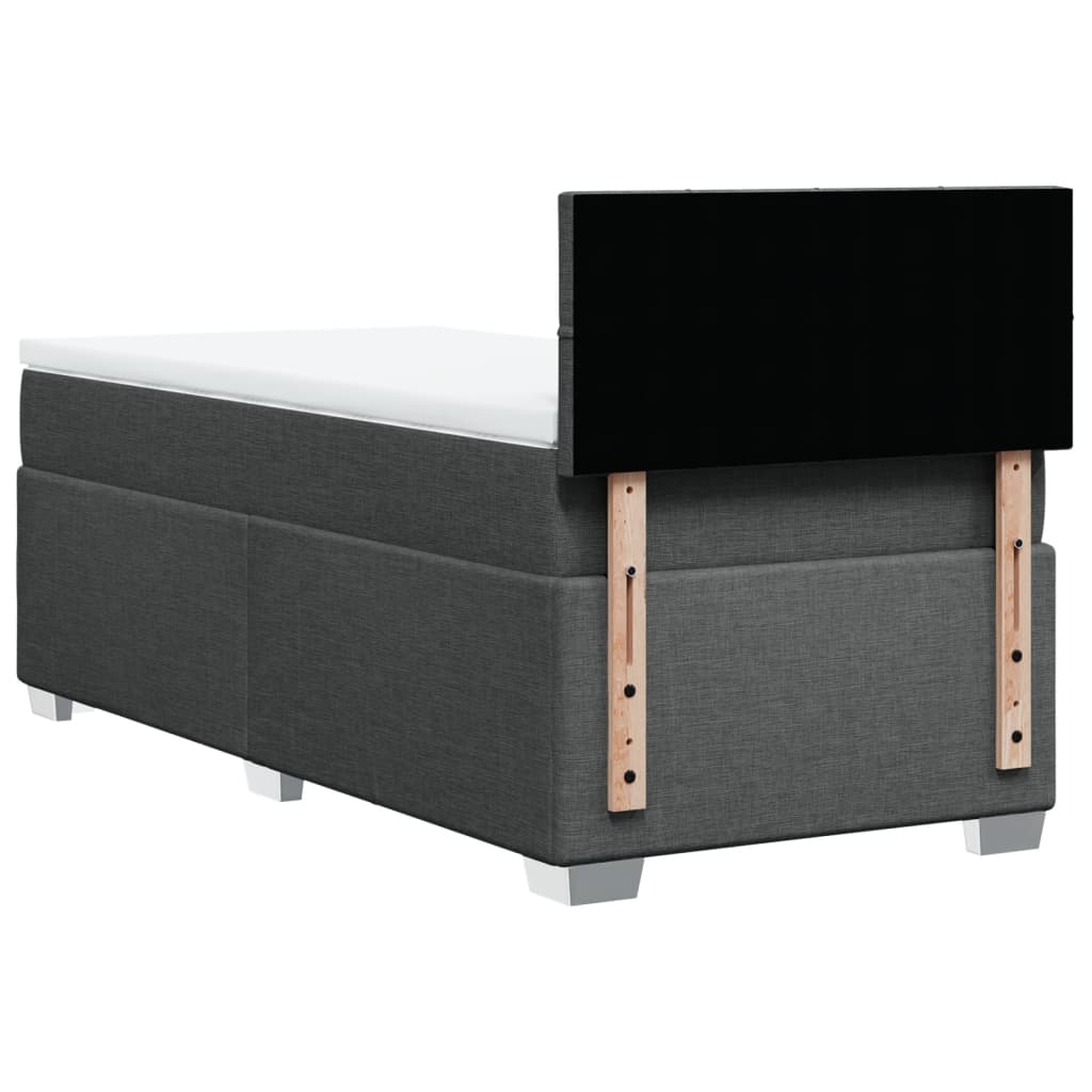 vidaXL Κρεβάτι Boxspring με Στρώμα Σκούρο Γκρι 90x190 εκ. Υφασμάτινο