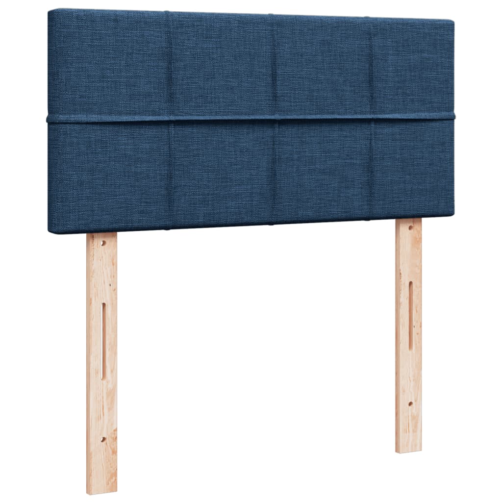 vidaXL Κρεβάτι Boxspring με Στρώμα Μπλε 90x190 εκ.Υφασμάτινο