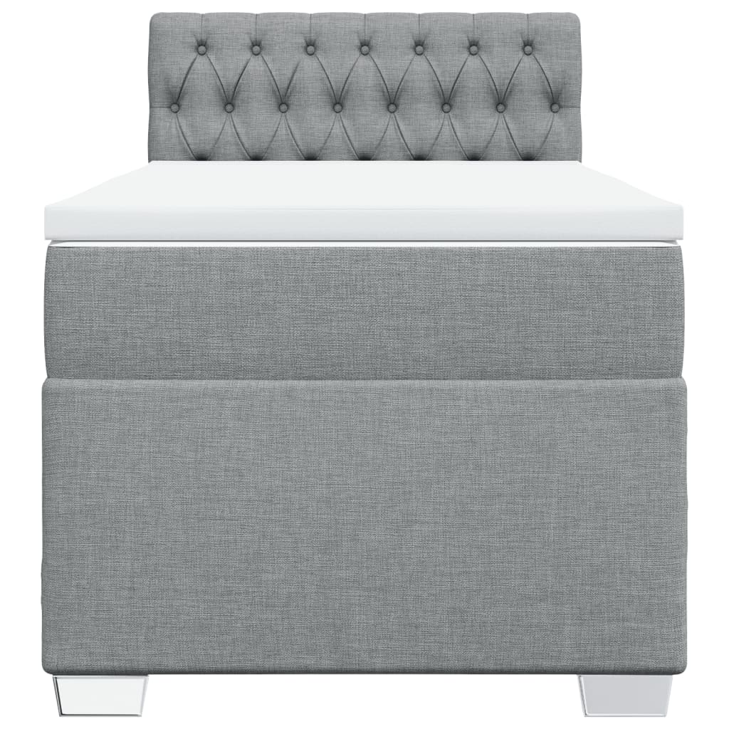 vidaXL Κρεβάτι Boxspring με Στρώμα Ανοιχτό Γκρι 90x190 εκ. Υφασμάτινο