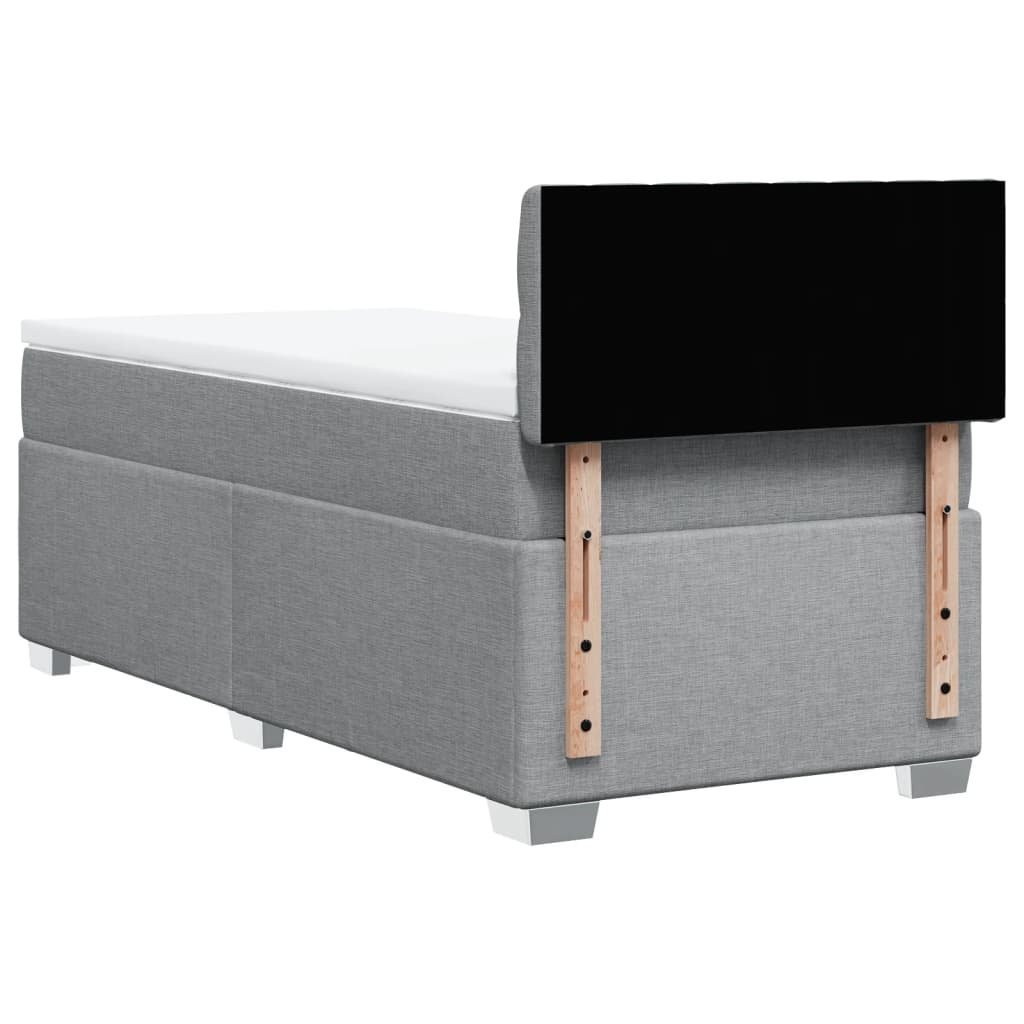 vidaXL Κρεβάτι Boxspring με Στρώμα Ανοιχτό Γκρι 90x190 εκ. Υφασμάτινο