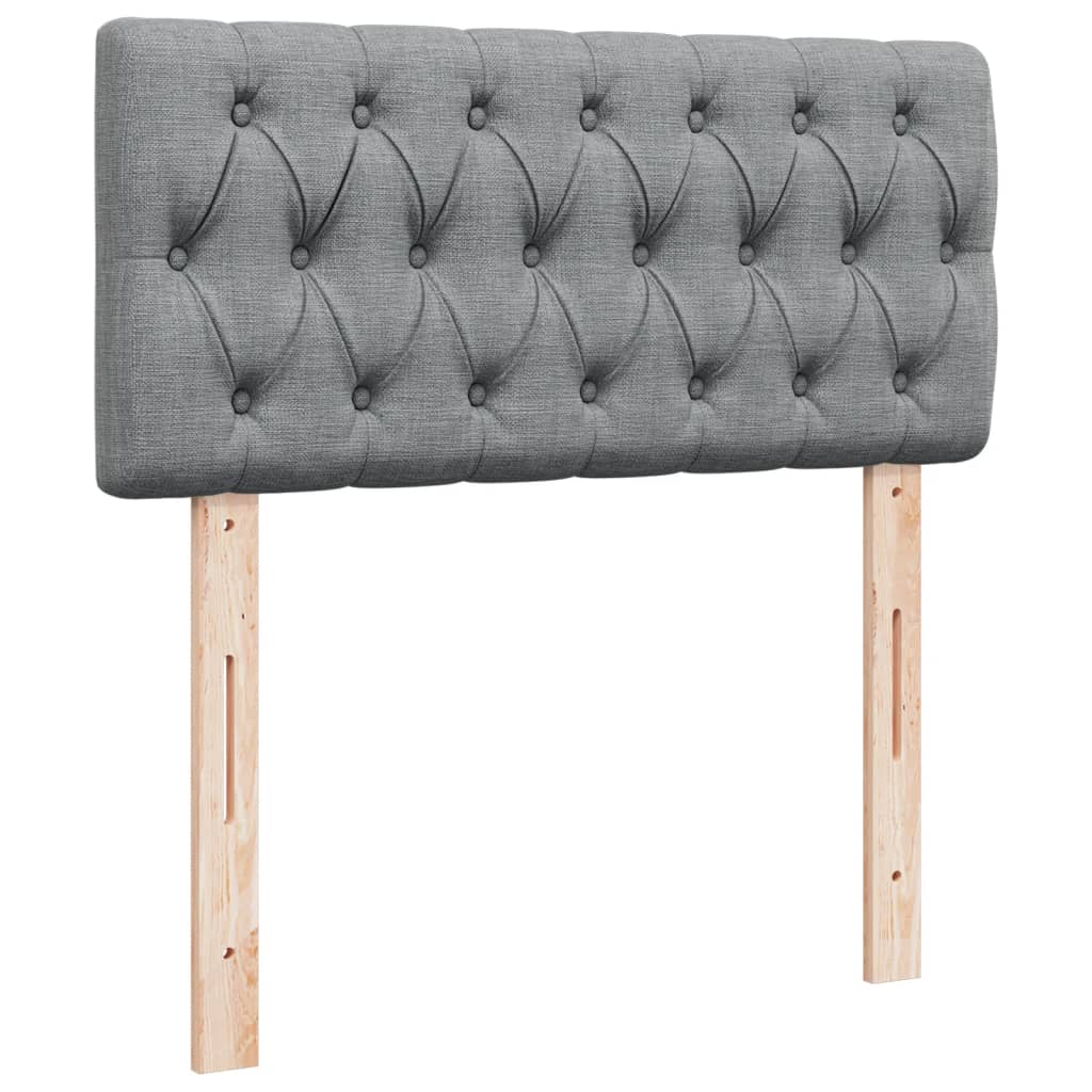vidaXL Κρεβάτι Boxspring με Στρώμα Ανοιχτό Γκρι 90x190 εκ. Υφασμάτινο
