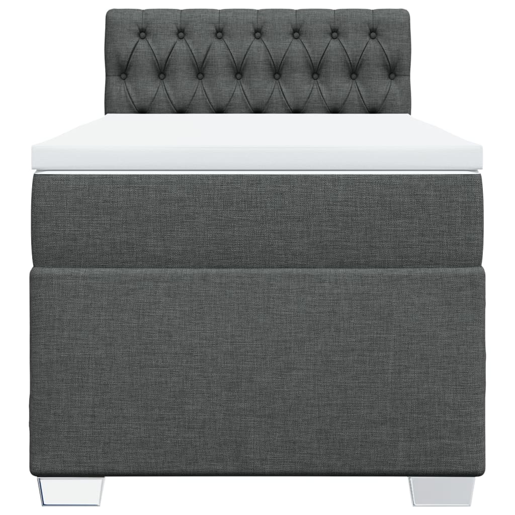 vidaXL Κρεβάτι Boxspring με Στρώμα Σκούρο Γκρι 90x190 εκ. Υφασμάτινο