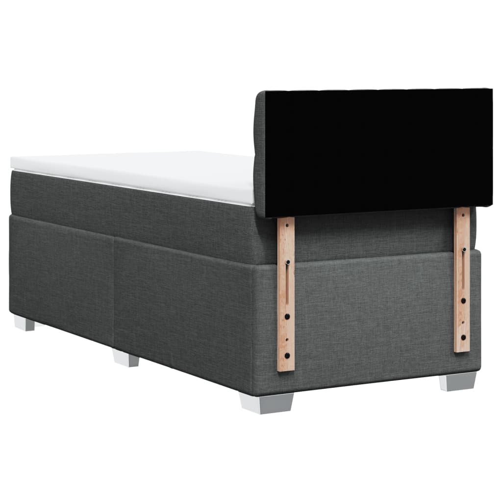 vidaXL Κρεβάτι Boxspring με Στρώμα Σκούρο Γκρι 90x190 εκ. Υφασμάτινο