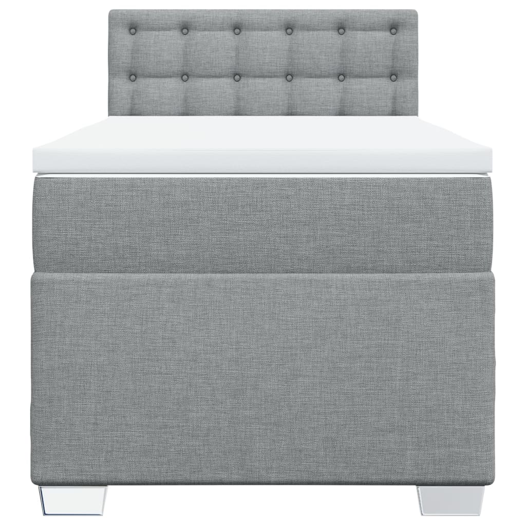 vidaXL Κρεβάτι Boxspring με Στρώμα Ανοιχτό Γκρι 90x190 εκ. Υφασμάτινο