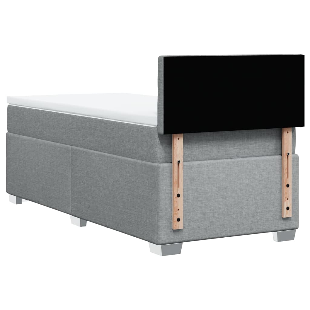vidaXL Κρεβάτι Boxspring με Στρώμα Ανοιχτό Γκρι 90x190 εκ. Υφασμάτινο