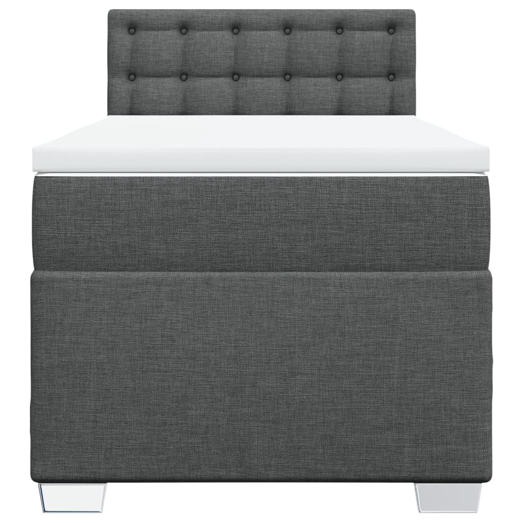 vidaXL Κρεβάτι Boxspring με Στρώμα Σκούρο Γκρι 90x190 εκ. Υφασμάτινο