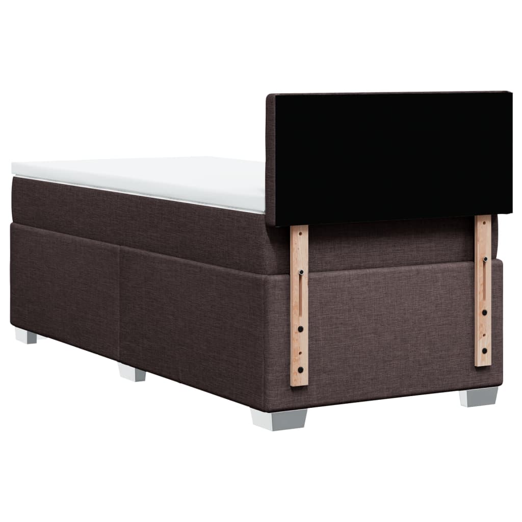 vidaXL Κρεβάτι Boxspring με Στρώμα Σκούρο Καφέ 90x190 εκ. Υφασμάτινο