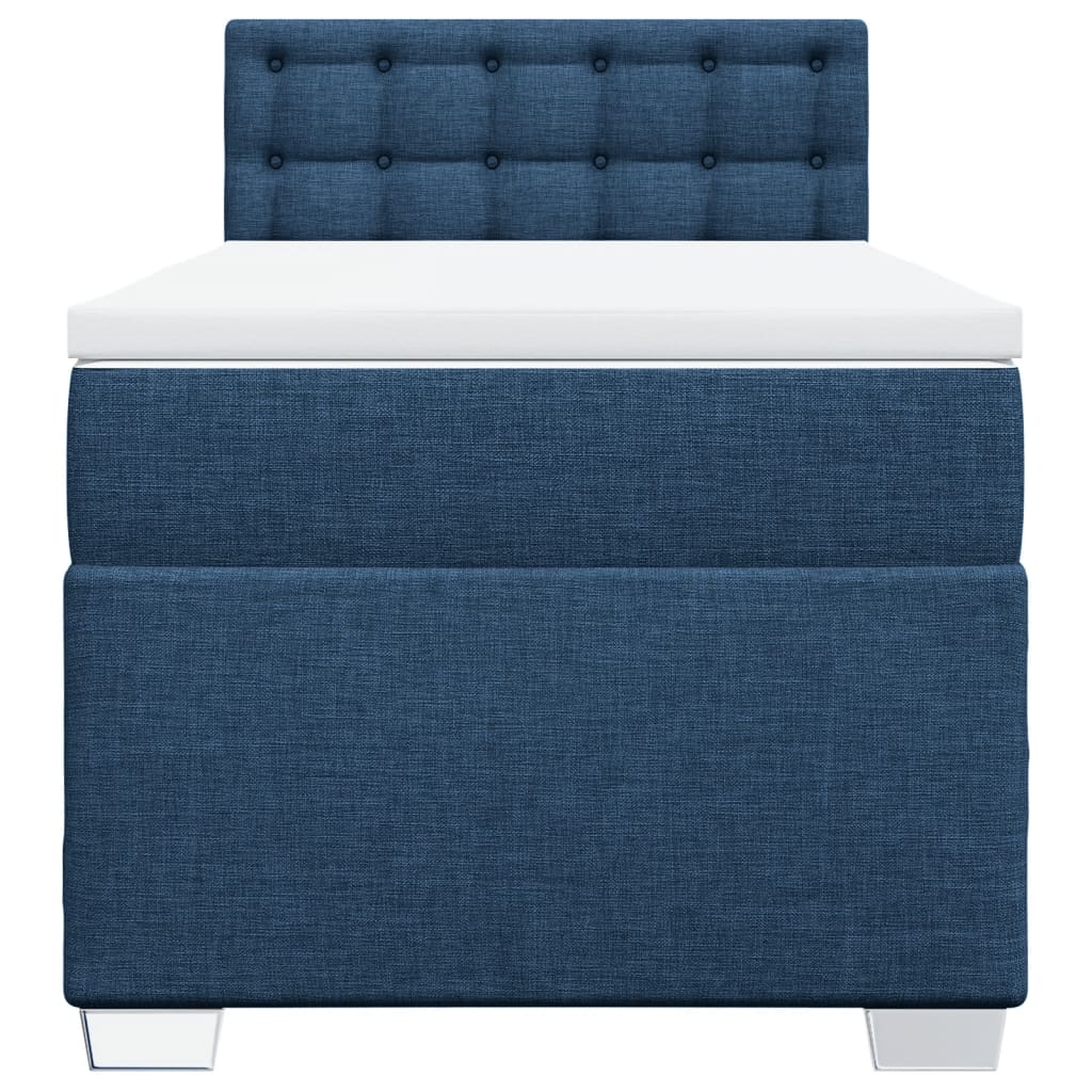 vidaXL Κρεβάτι Boxspring με Στρώμα Μπλε 90x190 εκ.Υφασμάτινο
