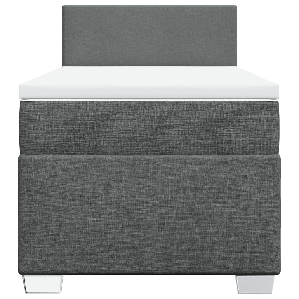vidaXL Κρεβάτι Boxspring με Στρώμα Σκούρο Γκρι 90x200 εκ. Υφασμάτινο