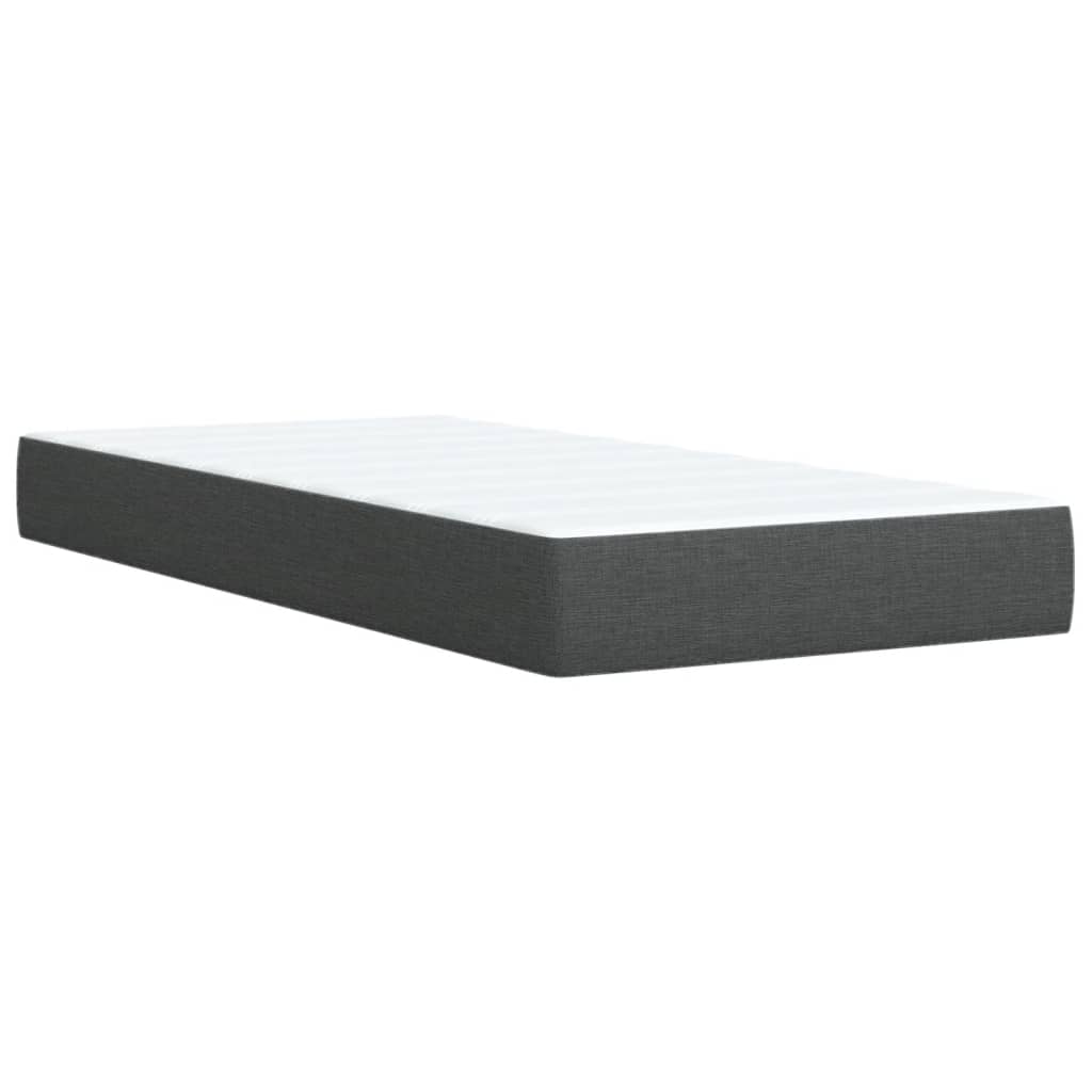 vidaXL Κρεβάτι Boxspring με Στρώμα Σκούρο Γκρι 90x200 εκ. Υφασμάτινο