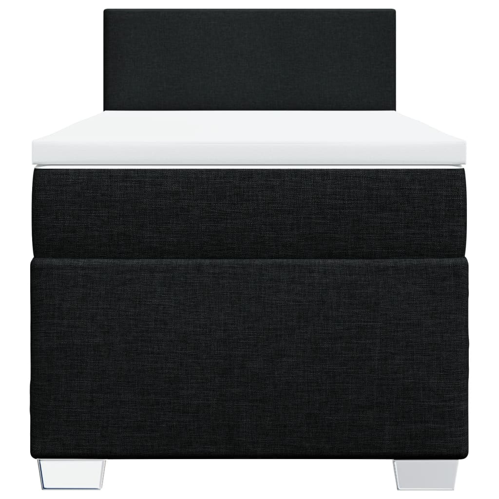 vidaXL Κρεβάτι Boxspring με Στρώμα Μαύρο 90x200 εκ. Υφασμάτινο