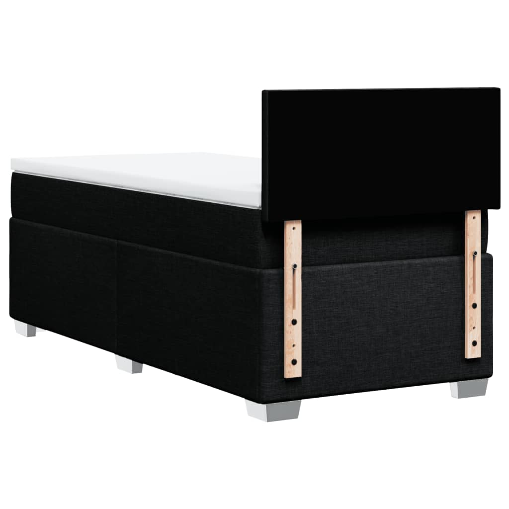 vidaXL Κρεβάτι Boxspring με Στρώμα Μαύρο 90x200 εκ. Υφασμάτινο