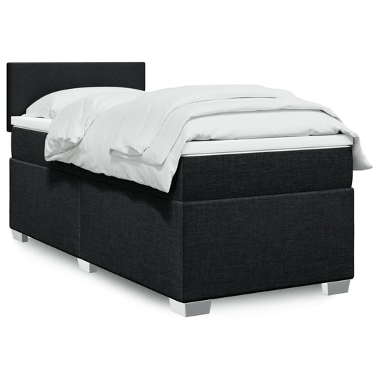 vidaXL Κρεβάτι Boxspring με Στρώμα Μαύρο 90x200 εκ. Υφασμάτινο