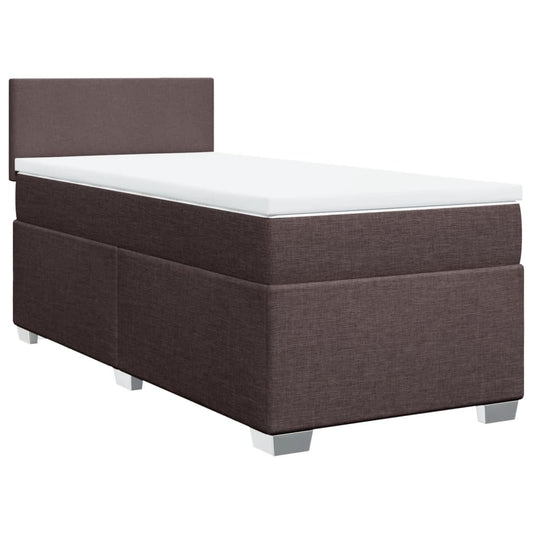 vidaXL Κρεβάτι Boxspring με Στρώμα Σκούρο Καφέ 90x200 εκ. Υφασμάτινο