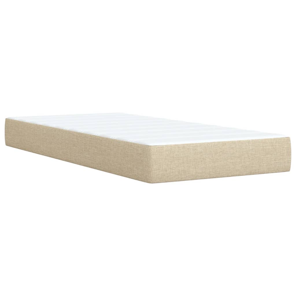 vidaXL Κρεβάτι Boxspring με Στρώμα Κρεμ 90x200 εκ.Υφασμάτινο