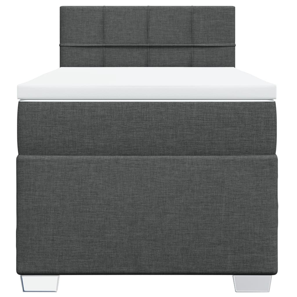 vidaXL Κρεβάτι Boxspring με Στρώμα Σκούρο Γκρι 90x200 εκ. Υφασμάτινο