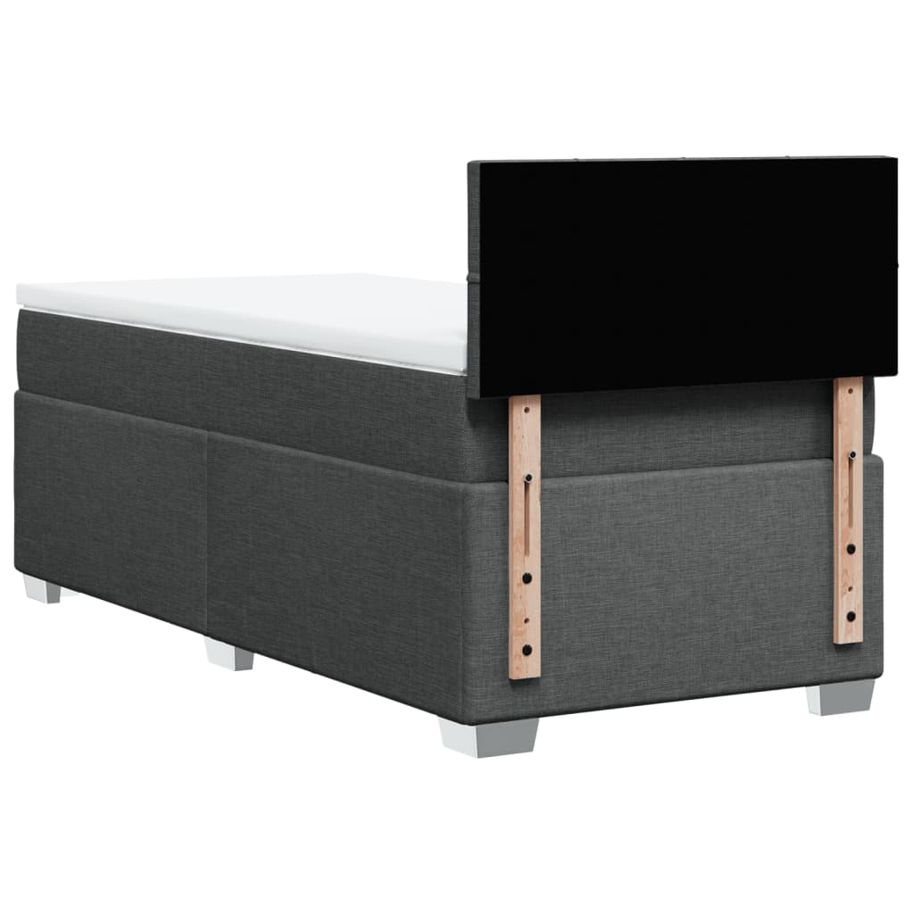 vidaXL Κρεβάτι Boxspring με Στρώμα Σκούρο Γκρι 90x200 εκ. Υφασμάτινο