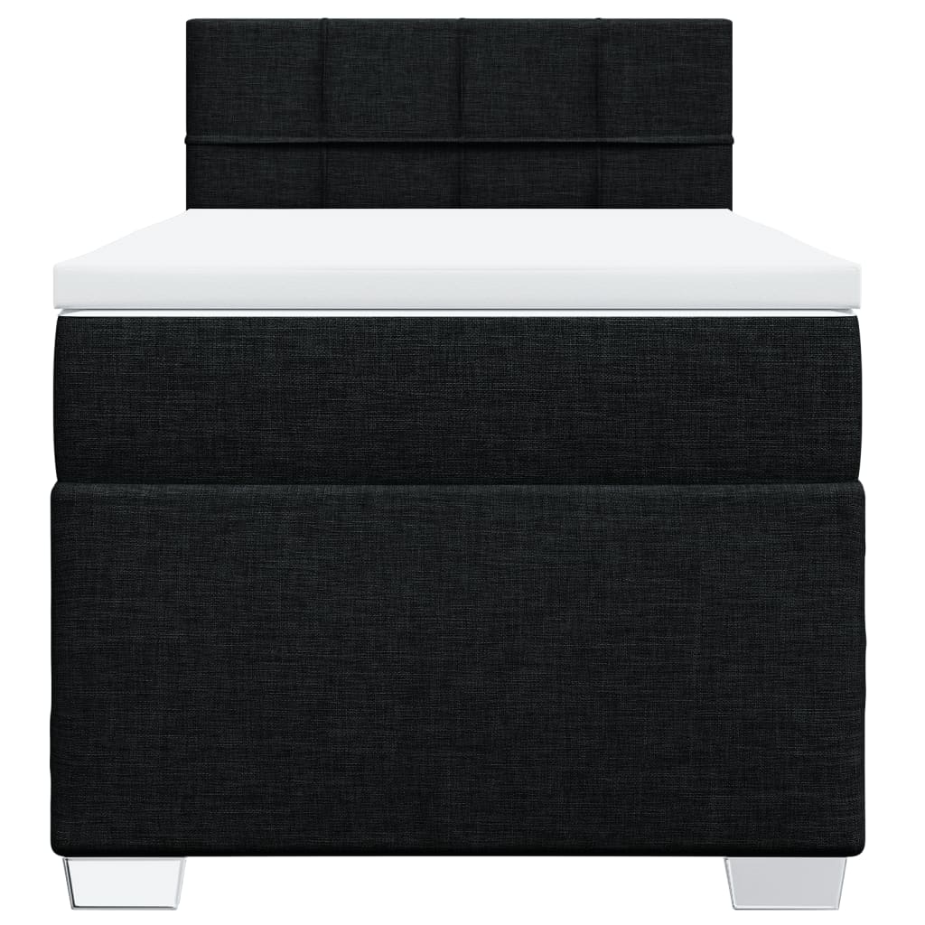 vidaXL Κρεβάτι Boxspring με Στρώμα Μαύρο 90x200 εκ. Υφασμάτινο