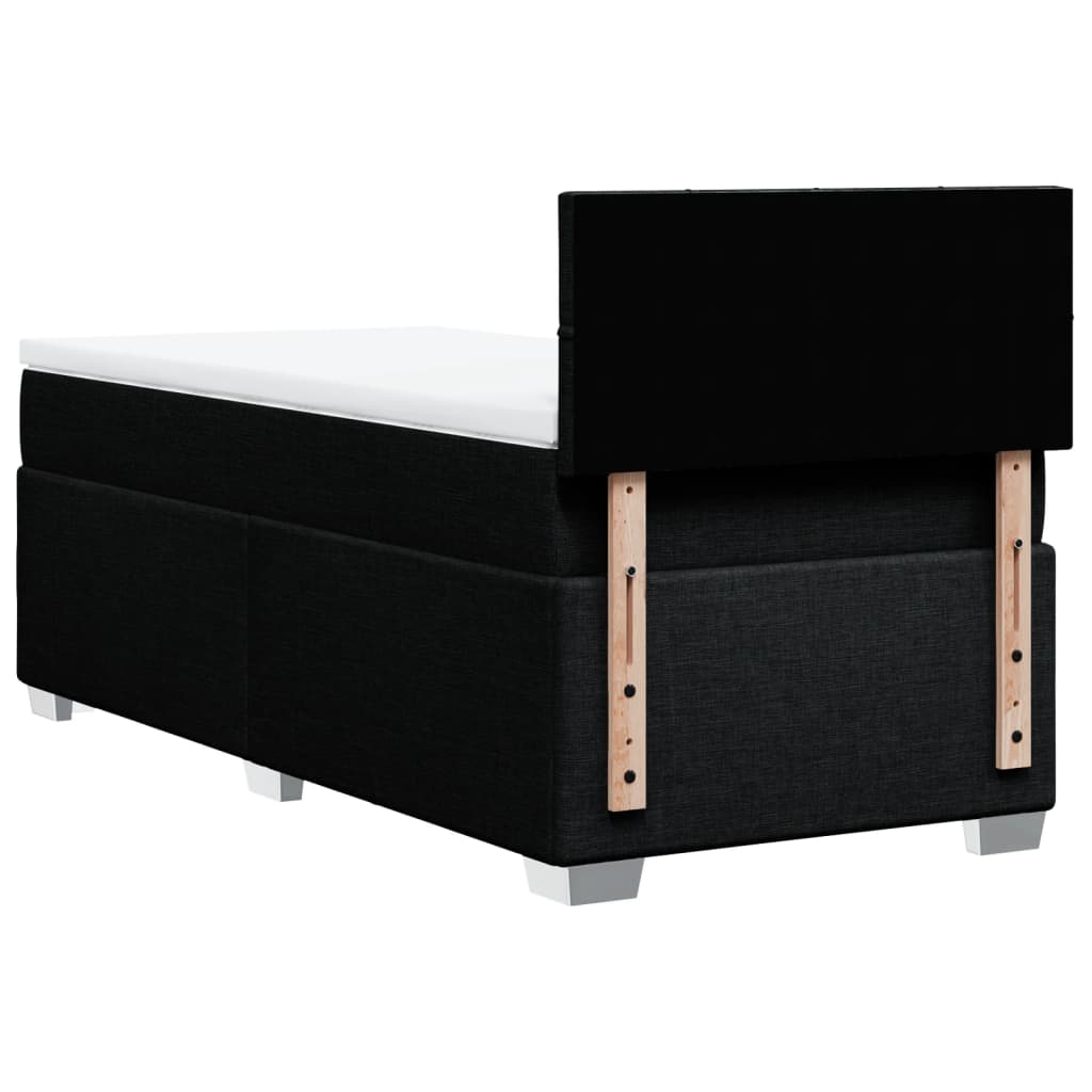 vidaXL Κρεβάτι Boxspring με Στρώμα Μαύρο 90x200 εκ. Υφασμάτινο