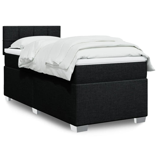 vidaXL Κρεβάτι Boxspring με Στρώμα Μαύρο 90x200 εκ. Υφασμάτινο