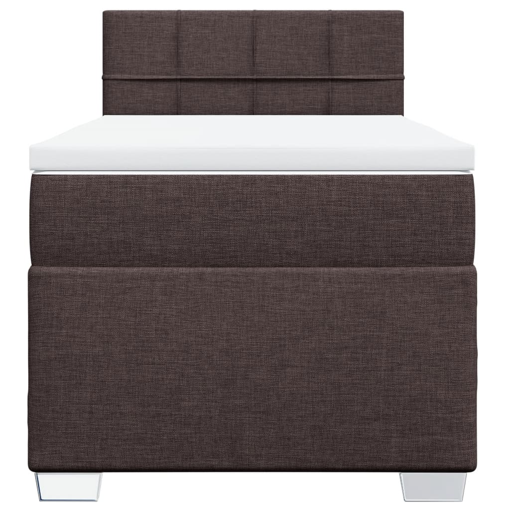 vidaXL Κρεβάτι Boxspring με Στρώμα Σκούρο Καφέ 90x200 εκ. Υφασμάτινο