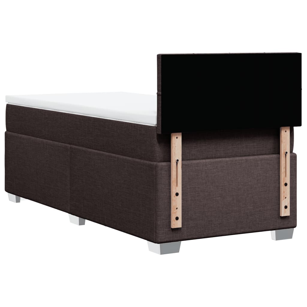 vidaXL Κρεβάτι Boxspring με Στρώμα Σκούρο Καφέ 90x200 εκ. Υφασμάτινο