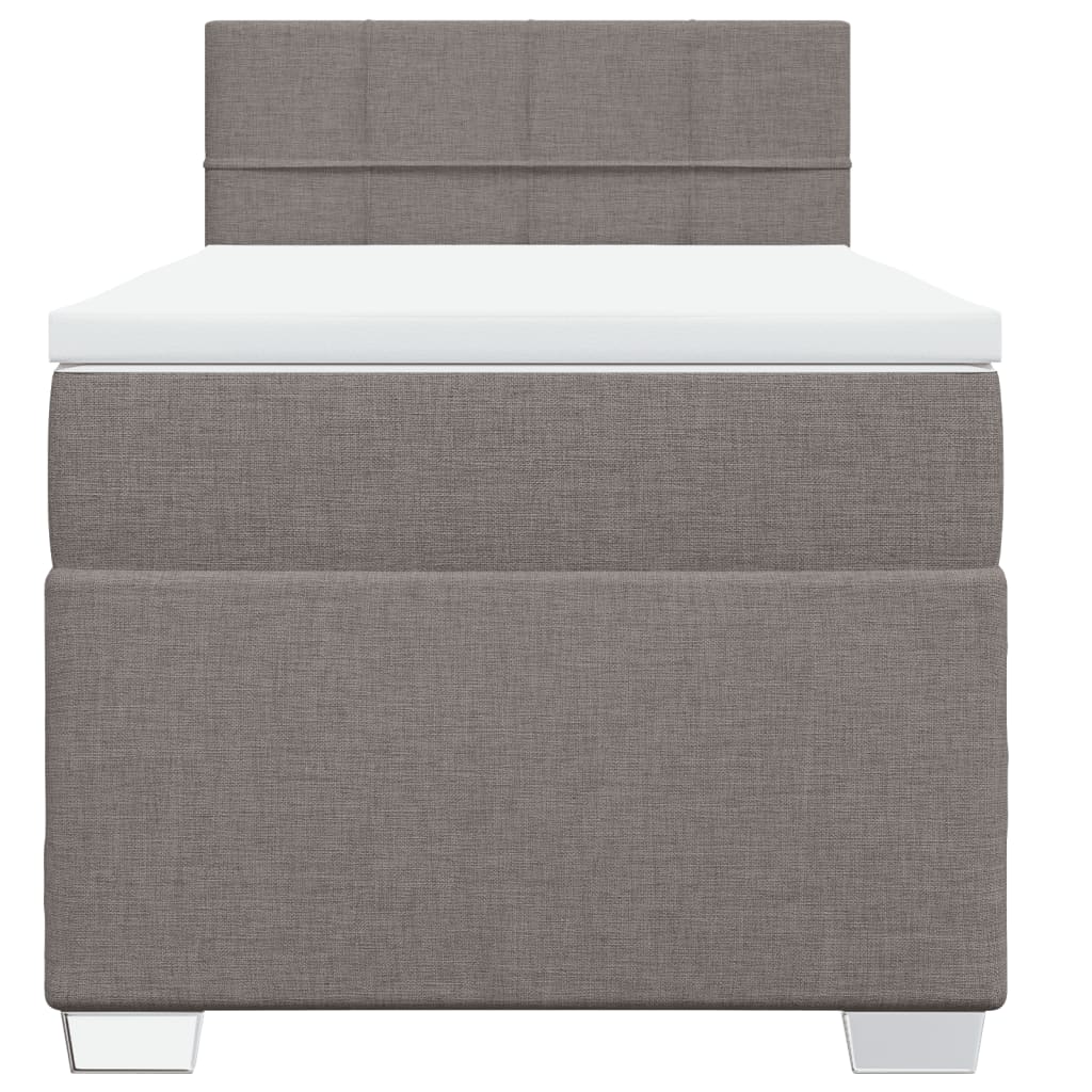 vidaXL Κρεβάτι Boxspring με Στρώμα Taupe 90x200 εκ. Υφασμάτινο