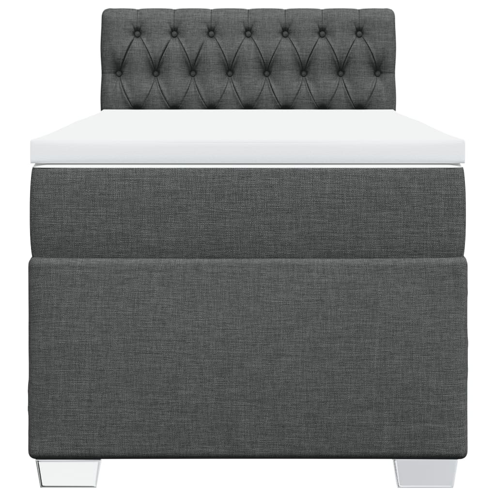 vidaXL Κρεβάτι Boxspring με Στρώμα Σκούρο Γκρι 90x200 εκ. Υφασμάτινο