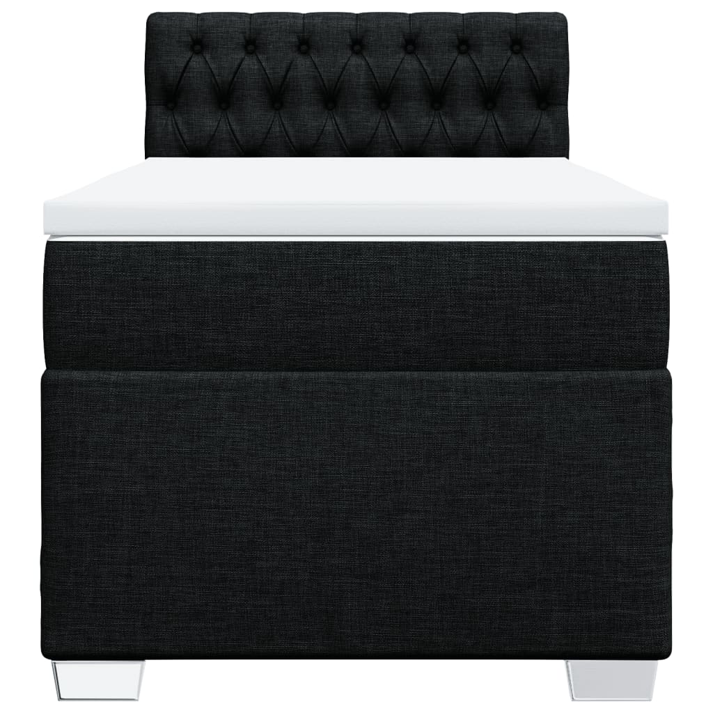 vidaXL Κρεβάτι Boxspring με Στρώμα Μαύρο 90x200 εκ. Υφασμάτινο