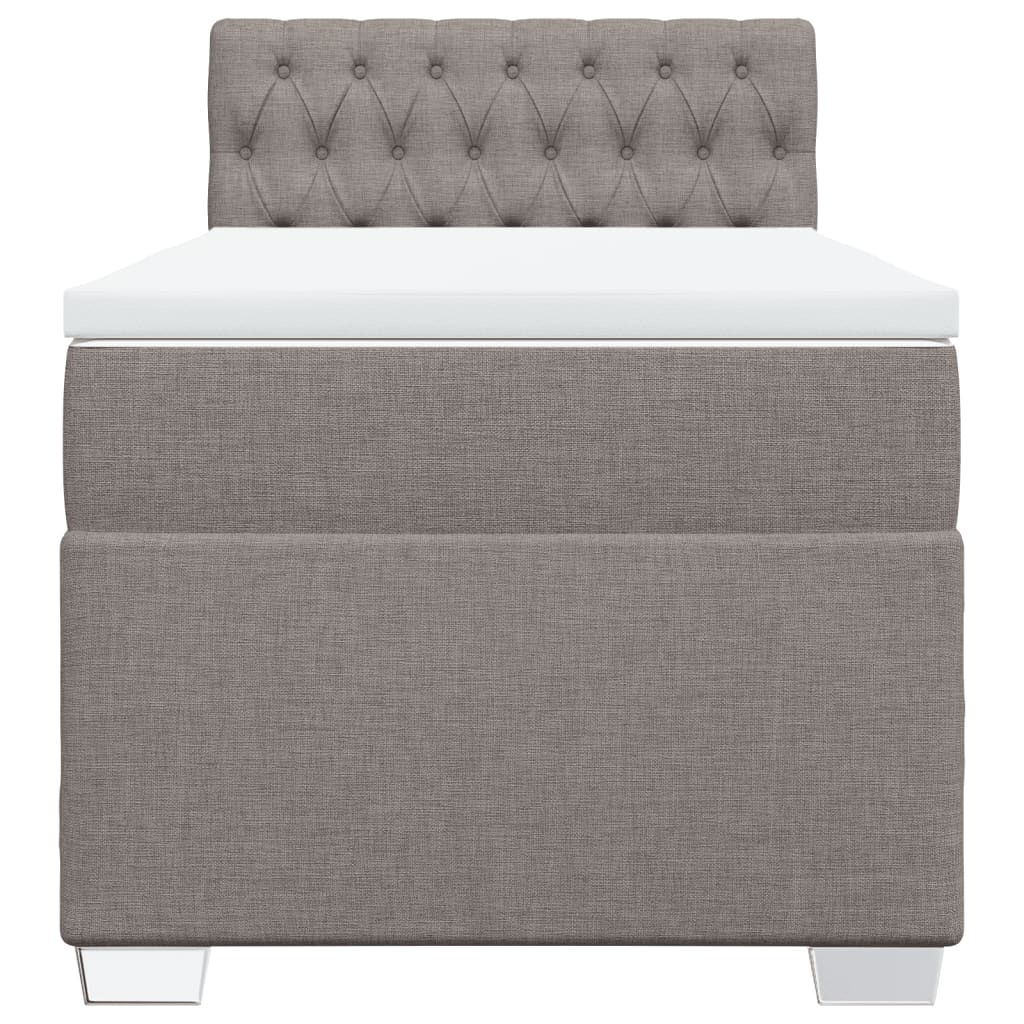 vidaXL Κρεβάτι Boxspring με Στρώμα Taupe 90x200 εκ. Υφασμάτινο