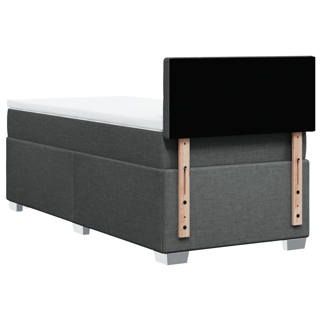 vidaXL Κρεβάτι Boxspring με Στρώμα Σκούρο Γκρι 90x200 εκ. Υφασμάτινο
